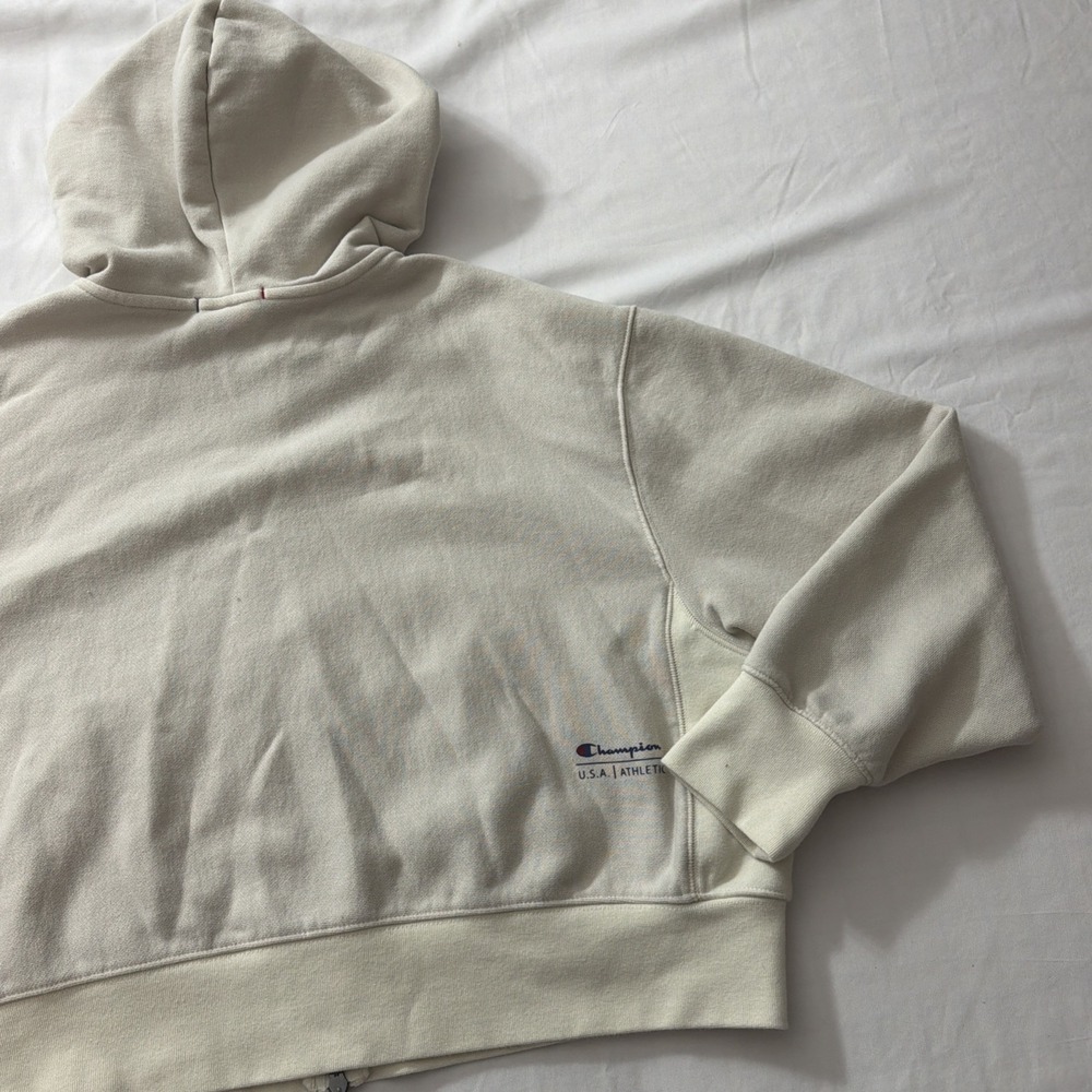 Champion Hoodie Women's Full Double zipup white Logo Size Large Cotton/Polyester - Picture 10 of 16